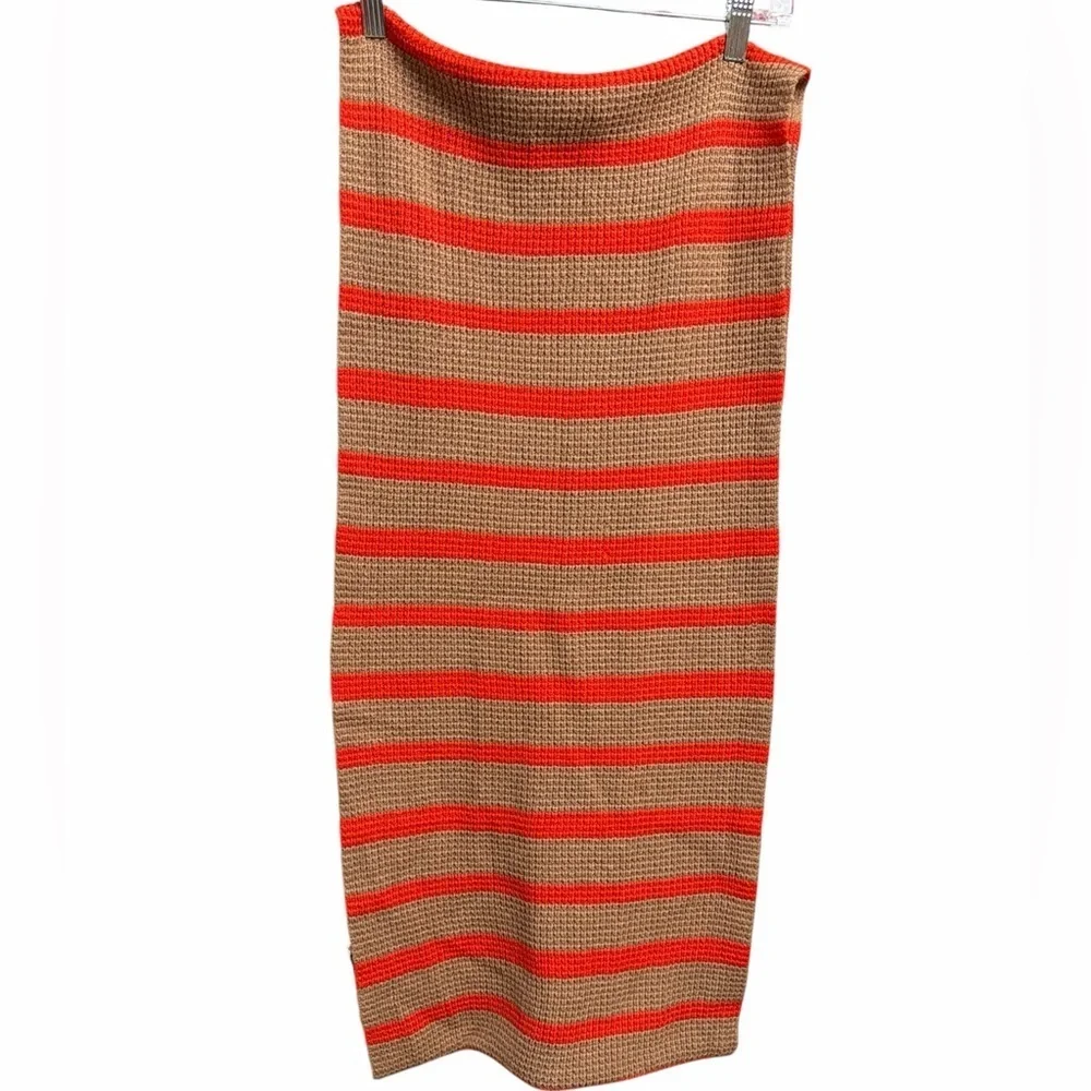J. Crew Knit Infinity Scarf with Orange and Tan Stripes NWT
